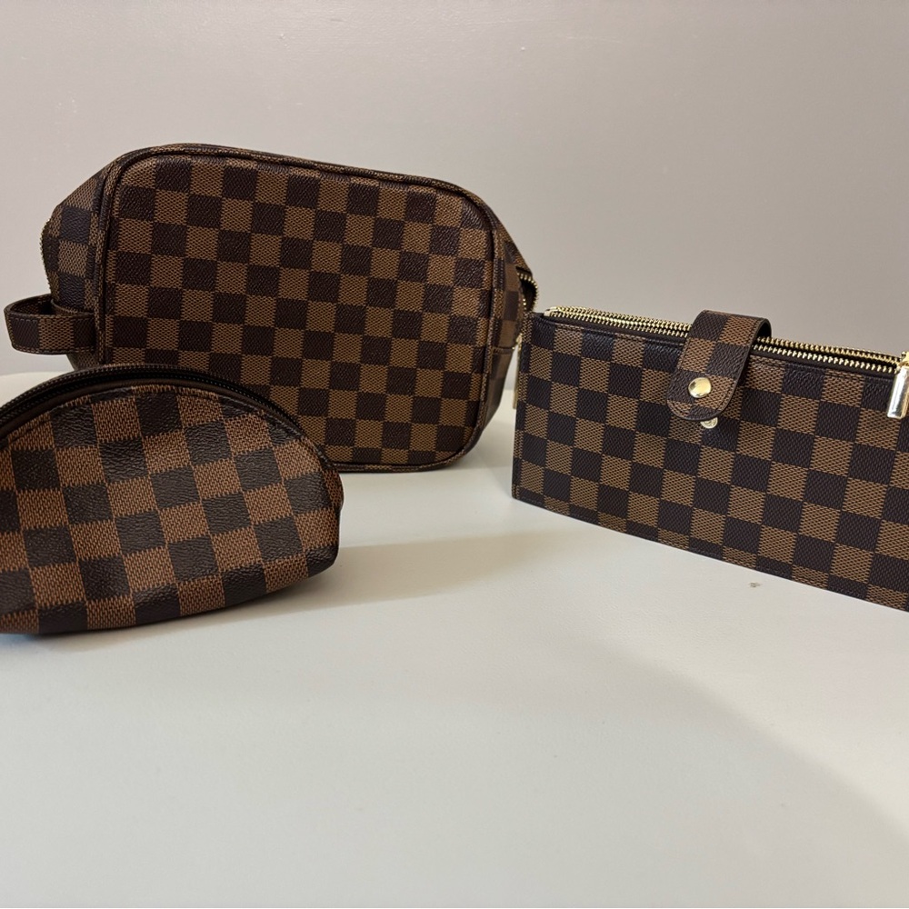 Daisy Rose Checkered Brown Accessory Set